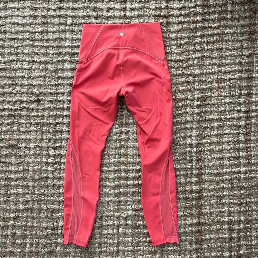 Lululemon Train Times Pant 25" Coral Pink Leggings Size 6 NWOT